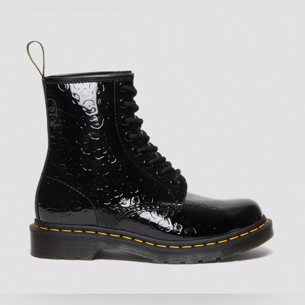 New Dr Martens 1460 LEOPARD EMBOSS PATENT LEATHER BOOTS Black Size 8 - Picture 7 of 9